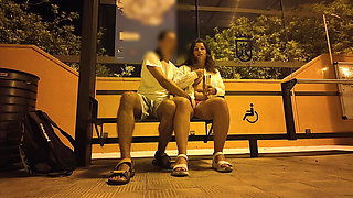 Stranger Seduced a Milf at a Bus Stop. Outdoor sex