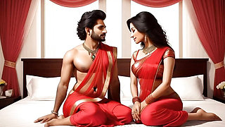 Boy behind Indian sex scene shakes his cock in front of girls
