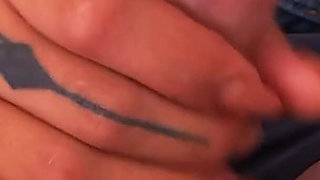 Sexy College Tattoed Babe with Perfect Ass Giving Blowjob