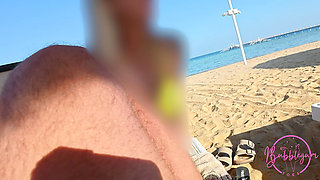 Beach Footjob on a Sunbed While Strangers Lie Right Next to Us