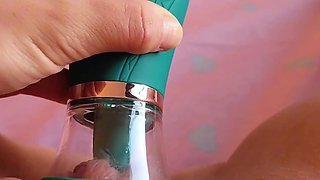 A nice juicy vagina is pleased with a special vacuum masturbator