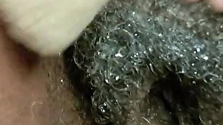 In the Bathroom Shaking My Hairy Pussy