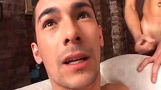 bisexual threesome with blonde and two guys Latino
