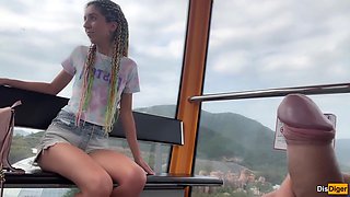 Risky Ferris Wheel Handjob - Stranger Swallows My Cum In Public With Katty West