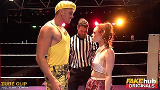 FAKEhub Originals Teen Machine Vs Bulldozer in wild and crazy wrestling