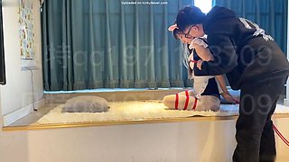 Asian french maid tied up
