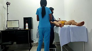 It Happened At The Clinic!! A Female Doctor And Nurse Seduce A Patient. They Fuck Him On The Stretcher