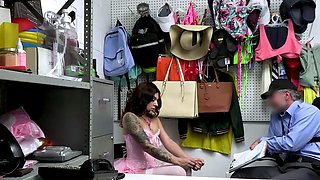 Thief tattooed Latina MILF gets fucked for stealing