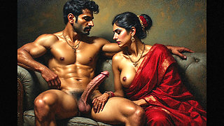 Desi bhabhi gives a sloppy blowjob to her stepson and her classmate who visits his home