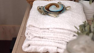 Rubdown and internal ejaculation for Super-fucking-hot Joy button