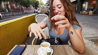 Enjoying a coffee with extra milk