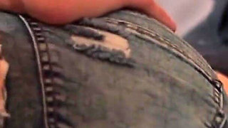 Fucking Perfect Ass Ripped Pants and Riding Big Cock