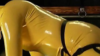 Latex size queen fucks slutty sub