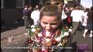 Hot College Girls Flash Their Natural Tits on Bourbon Street at Mardi Gras Party