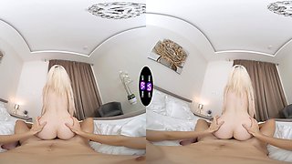 A lucky guy fucked his blonde girlfriend with big boobs