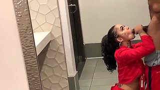 Genevieve Sinn Deep Throats Sevyan Harden's Huge BBC in Public Restroom - POV Blowjob & Cumshot