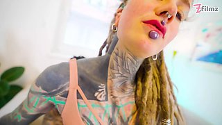 Tattooed slut gets wrecked by massive Italian cock deepthroat, ATM & full-body cumshot