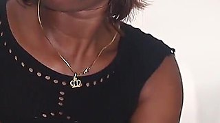 Super Horny Ebony with Nice Tits Gets Fucked by Two Monster Cocks!