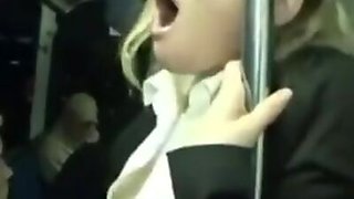 Horny milf touched to multiple orgasm in the bus