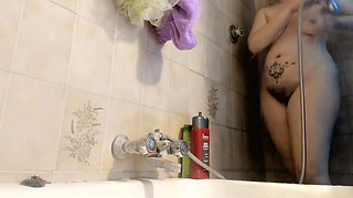Your Beautiful Italian in the Shower with Her Big Hairy Pussy