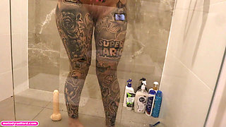 Big White Booty Dildo Shower Scene