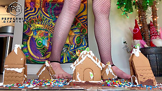 Giantess Christmas Village Slo-mo Crush Destroying My Gingerbread Houses in Slow Motion
