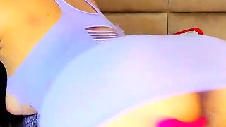 Sexy Girl Masturbates on Camera While Walking Her Hairy Vagina in Front of You