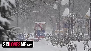 Step sisters ask me which bootie is better - first three way with step sister Scarlett Hampton & Emma Sirus