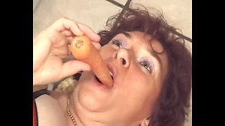 French Granny Gets Nasty With Vegetables In Her Holes - Amateur BBW Mature Slut