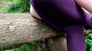 Slapping Her Naked Vagina in the Woods