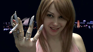 Goddess smoking with all golden hand and nails!