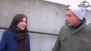 German skinny slut persuaded to cheat on the street