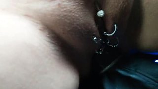 Amateur MILF Tiptop161 Squirting & Masturbating Naked in Car - Close-Up Pussy Insertion with Gear Stick