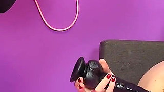 Mistress Takes the Biggest Dildo of Her Life and He Cleans It with His Mouth