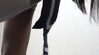 Boobs in Too Short Student Uniform. Thighs and Legs in Mini Skirt. Wedgie Thong Panties. Japanese Girl's Sultry Cleaning Room