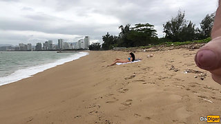 Babe Can I Cum on Your Tits? - Cock Flashing on the Beach