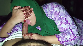 Indian Muslim Hijabi Wife Enjoys with Her Husband