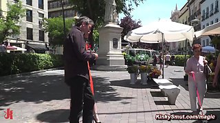 Slave on a leash paraded in public