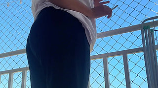 Chubby Latina Balcony Fart Session Thick Ass Releasing Loud Stinky Farts Outdoor