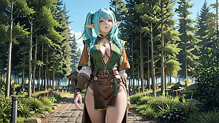 Forest Elf's Private Morning! Blue-haired Twin Tails Lounging Lazily on the Sunny Beach.