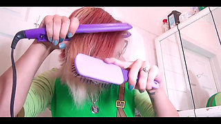 Damp Hair Brush and Straighten