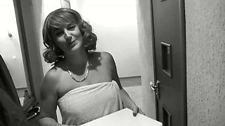 Pizza delivery guy brought pizza His met by naked owner sexy blonde MILF without panties and bra. Shower. Ass mature Tits Pussy