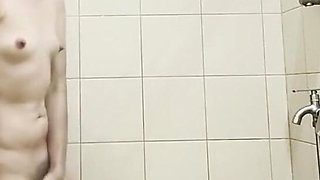 Petite Pinay Filipina Teen Whore Fingers Her Hairy Pussy in Shower