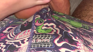 Sneaky Footjob with Perfect Oiled Toes