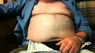 Hairy Grandpa Bear Strokes His Big Cock