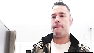 Sexy redhead chick Stella Luxx is sucking Tyler Drake's big boner