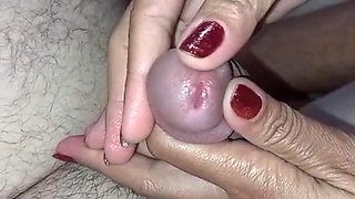 Sparkly Red Nails Glans Worship - Intense Close-up Massage & Sensitive Cumshot POV