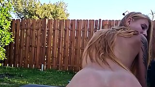 Hot MILF blonde gets facial after hard outdoor pounding live