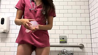 Red hair masturbates tight pussy with toys on webcam