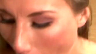 Horny blonde girl fucked and milked from his BBC on the couch